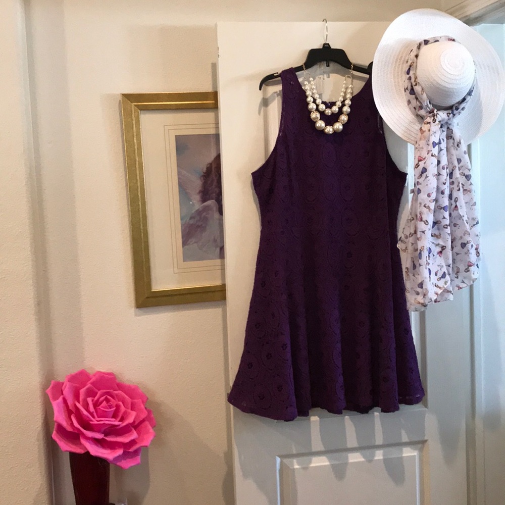 Gorgeous Purple Sleeveless Lace Dress
